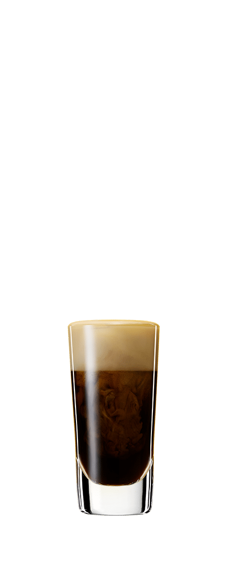 Baby stout in a shot glass against a transparent background