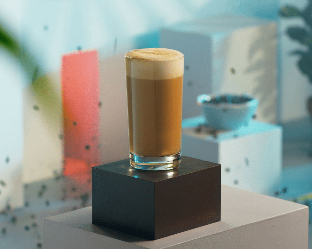 Close up on one Kahlua Latte in a high glass
