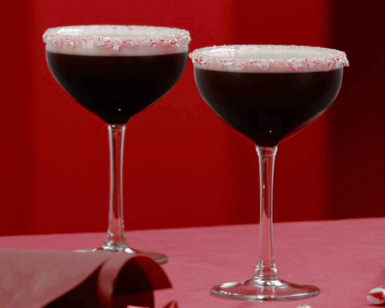 two peppermint espresso martini